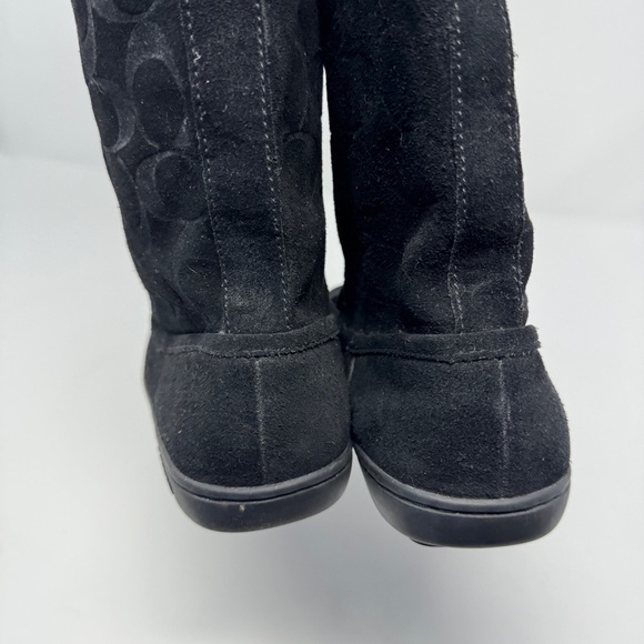 Coach Black Logo Suede Leather Winter Boots - Picture 9 of 12